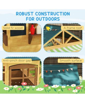 Outdoor Playhouse, Foldable Wooden Kids Cottage,