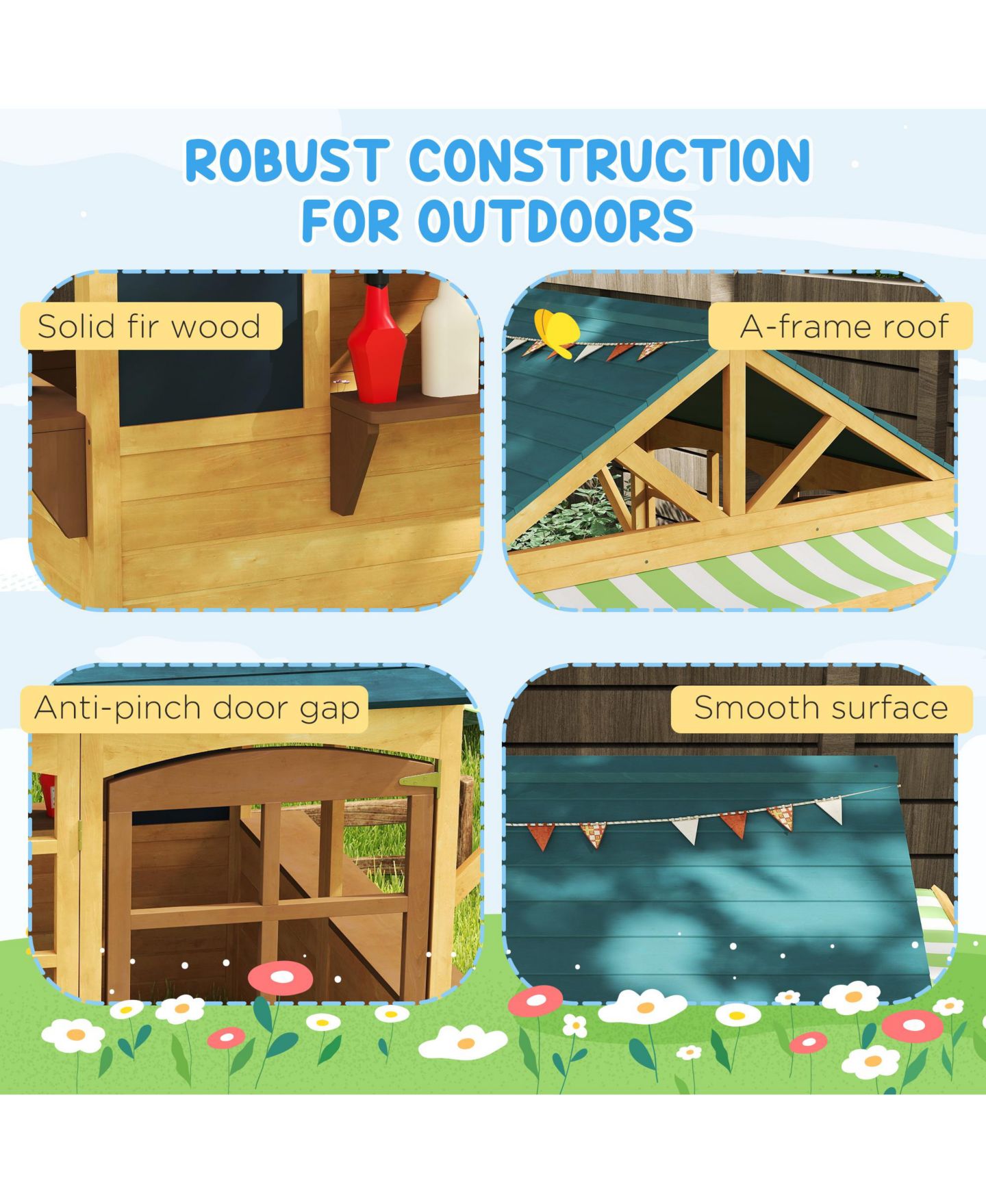 Детская игрушка Qaba Cottage Wooden Foldable Playhouse, Ages 3-8, цвет: Коричневый — фото 7