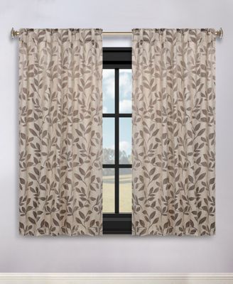 Leaves Modern Bohemian Back Tab Blackout Curtain Set, 52"x 63"