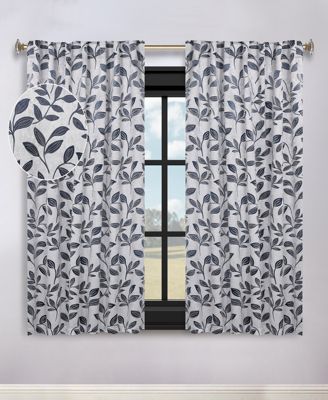 Leaves Modern Bohemian Back Tab Blackout Curtain Set, 52"x 63"