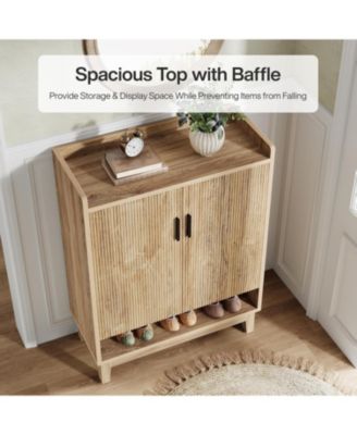 Shoe Cabinet with Doors, 20-Pair Entryway Shoe Storage Cabinet, Farmhouse Shoe Organizer