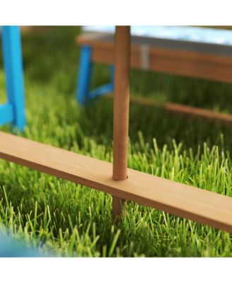 Kids Picnic Table, Wooden Table and Bench Set with Umbrella,