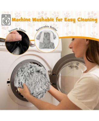 White Plush Calming with Anti-Slip Bottom Dog Couch Bed