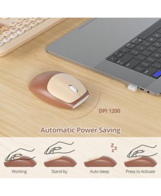 Retro Typewriter Wireless Keyboard And Mouse Set - Full-Size Slim Design, Low-Noise - Blue