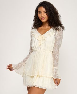 Juniors' Lace Tiered-Hem Dress