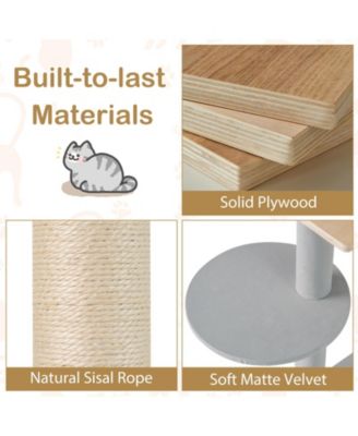 Modern Cat Tree 44 Inch Multi-level Cat Tower w/ Removable Padded Top Perch