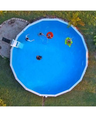 LI244820 24' Solid Blue Round Above Ground Swimming Pool Overlap Liner
