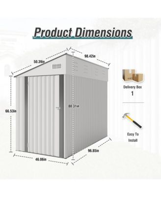 4x8 FT Metal Storage Shed with Hinged Door, Ventilation & Protective Film