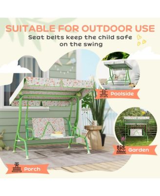 Kids Patio Swing, 2-Seater Outdoor Porch Swing Chair,
