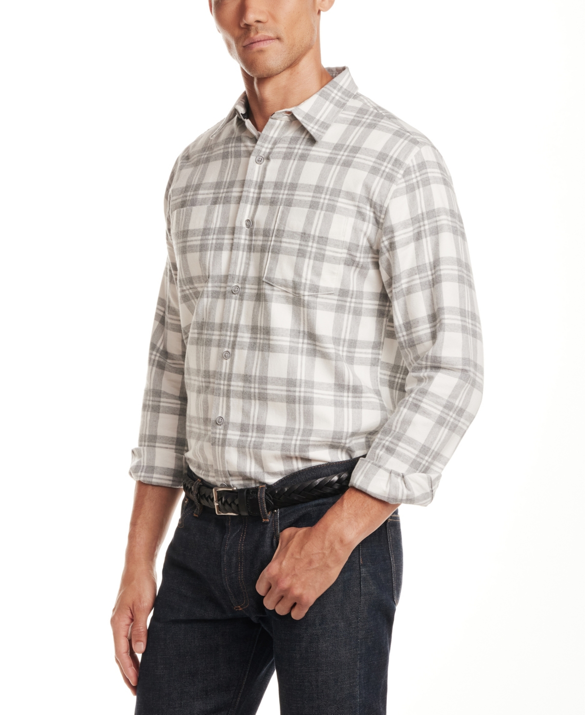 Vintage & Black Men's Brushed Flannel Long-Sleeve Shirt