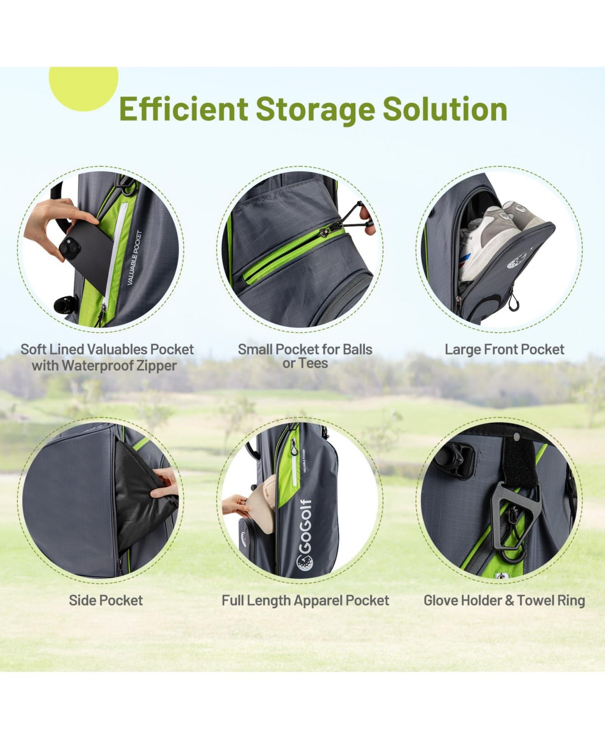 Mecale Golf Stand Bag Lightweight Golf Bag with 8 Way Top Dividers and 5 Zippered Pockets