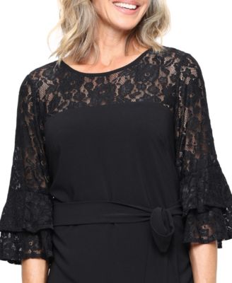 Women's Crewneck Double Tier Bell Sleeve Dress