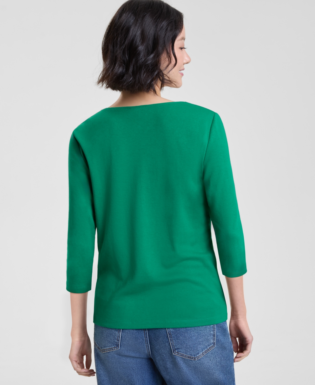 Holiday Lane Petite Flamingo Print Top, Macy's Exclusive In Green