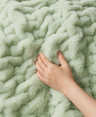 Ruched Reversible Faux-Fur Throw, 50" x 60"