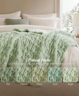 Ruched Reversible Faux-Fur Throw, 50" x 60"