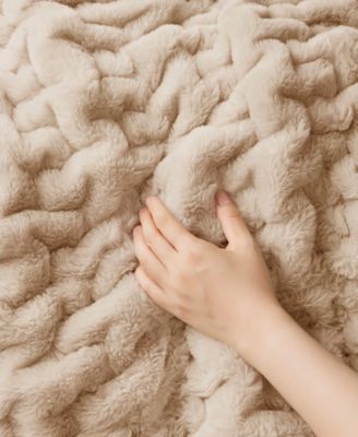 Ruched Reversible Faux-Fur Throw, 50" x 60"
