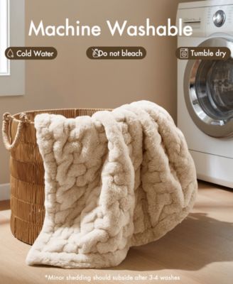 Ruched Reversible Faux-Fur Throw, 50" x 60"