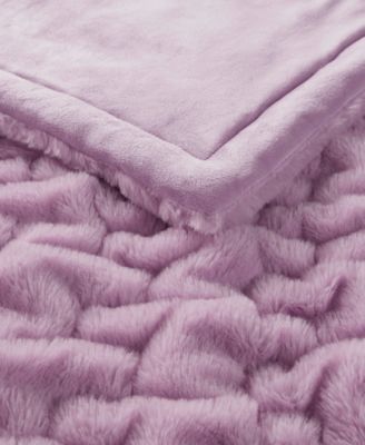 Ruched Reversible Faux-Fur Throw, 50" x 60"