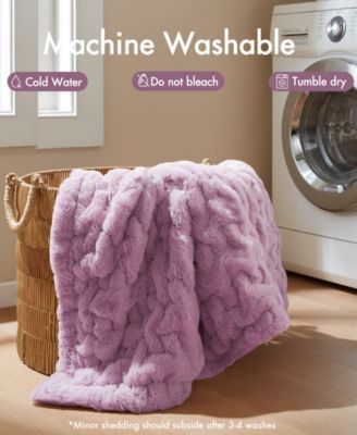 Ruched Reversible Faux-Fur Throw, 50" x 60"