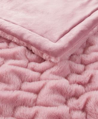 Ruched Reversible Faux-Fur Throw, 50" x 60"