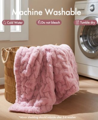 Ruched Reversible Faux-Fur Throw, 50" x 60"