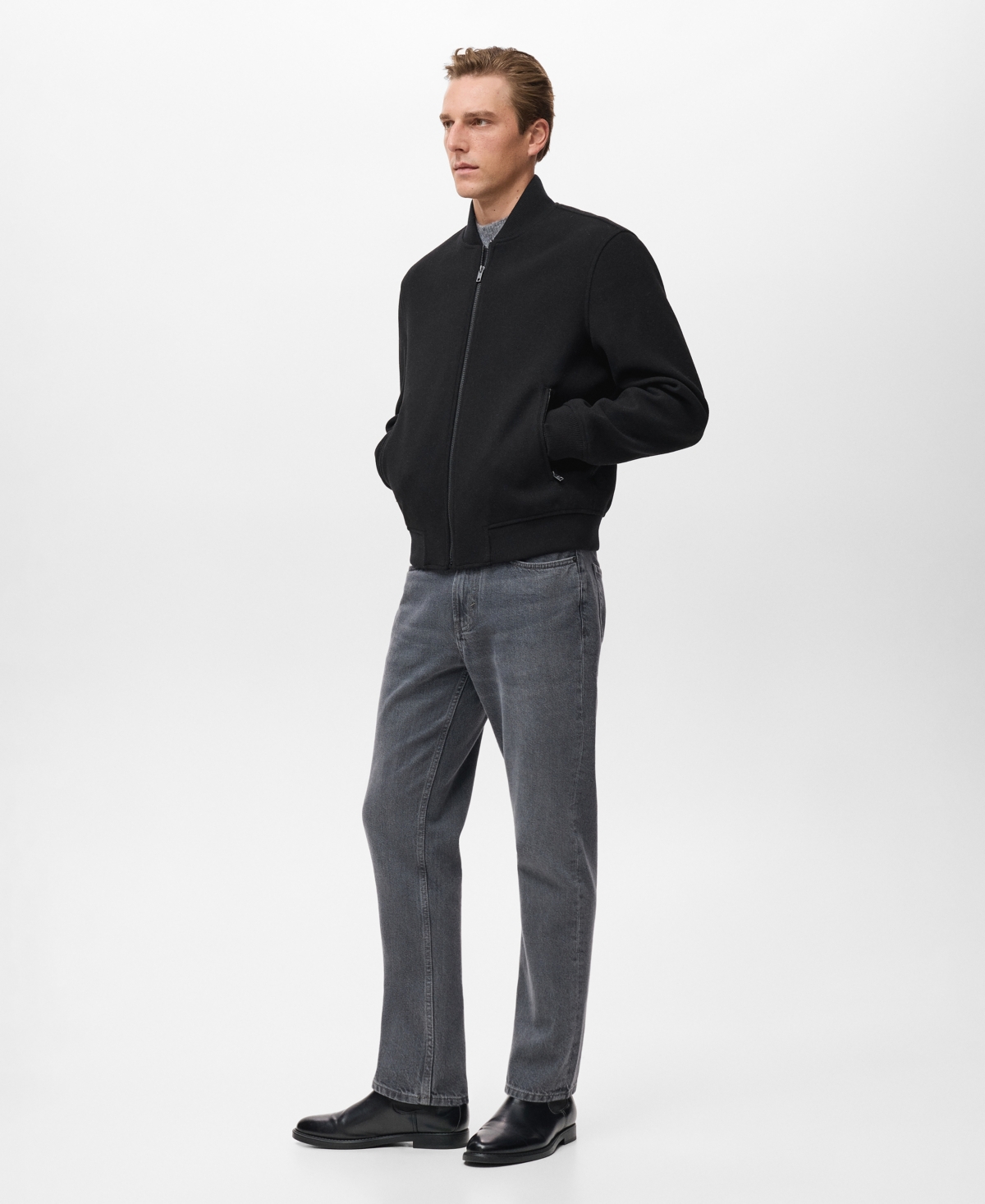 Mango Men's Bomber Zip Jacket In Black