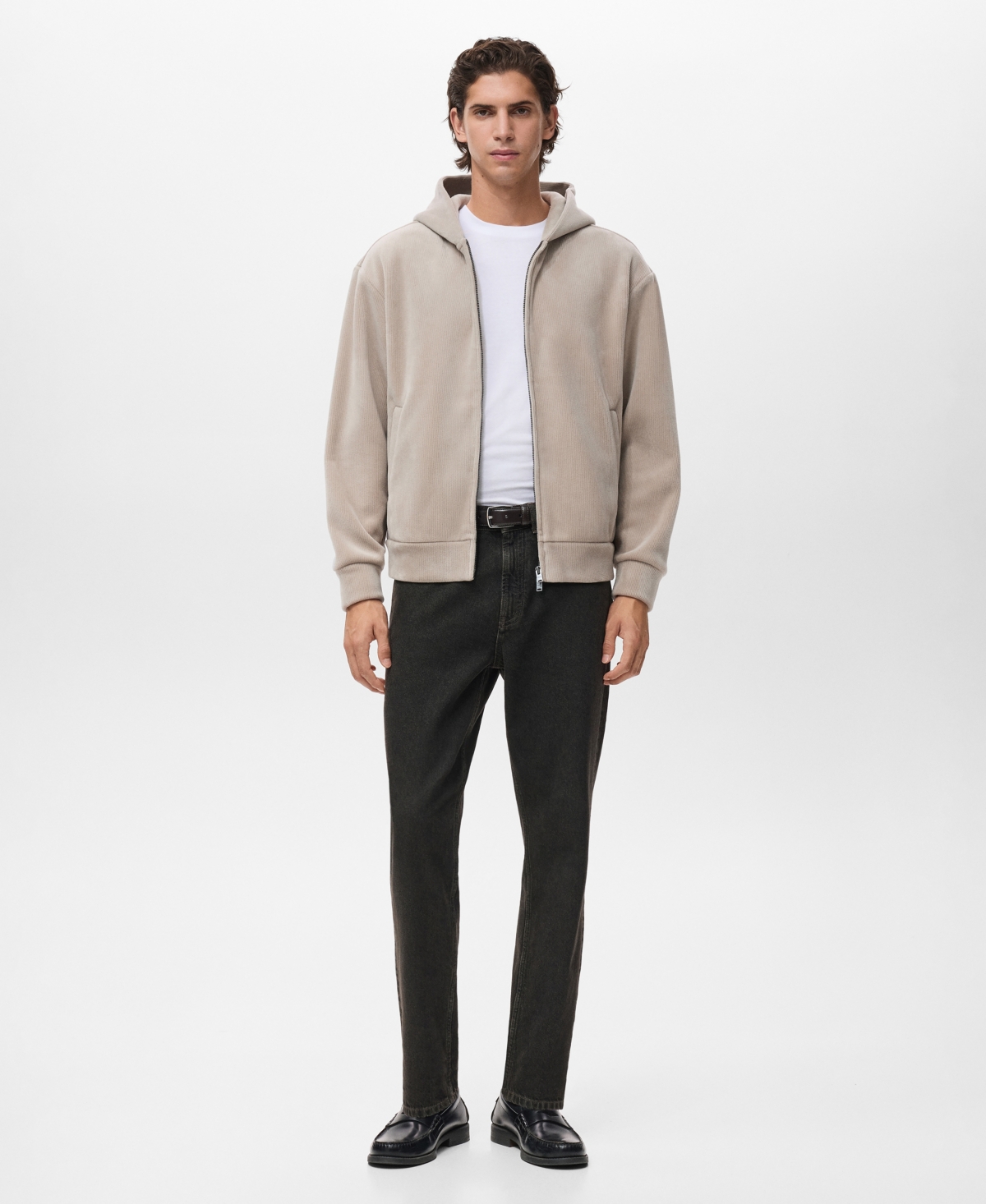 Mango Men's Corduroy Hooded Sweatshirt