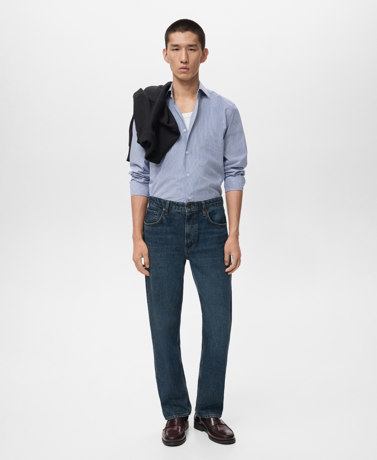 Mango Men's Cotton Striped Slim-fit Shirt In Blue