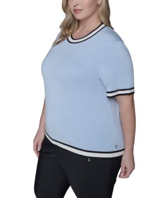 Women's Plus Size Crew Neck Short-Sleeve Sweater