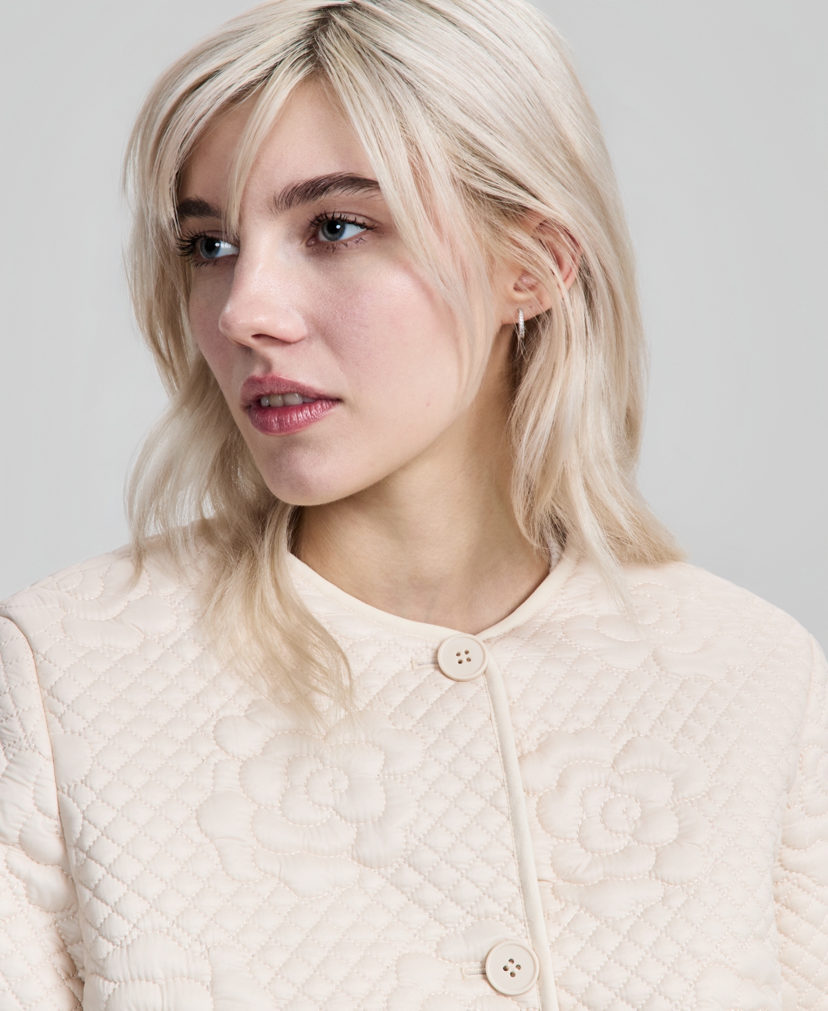 And Now This Petite Quilted Crewneck Rose Jacket, Macy's Exclusive