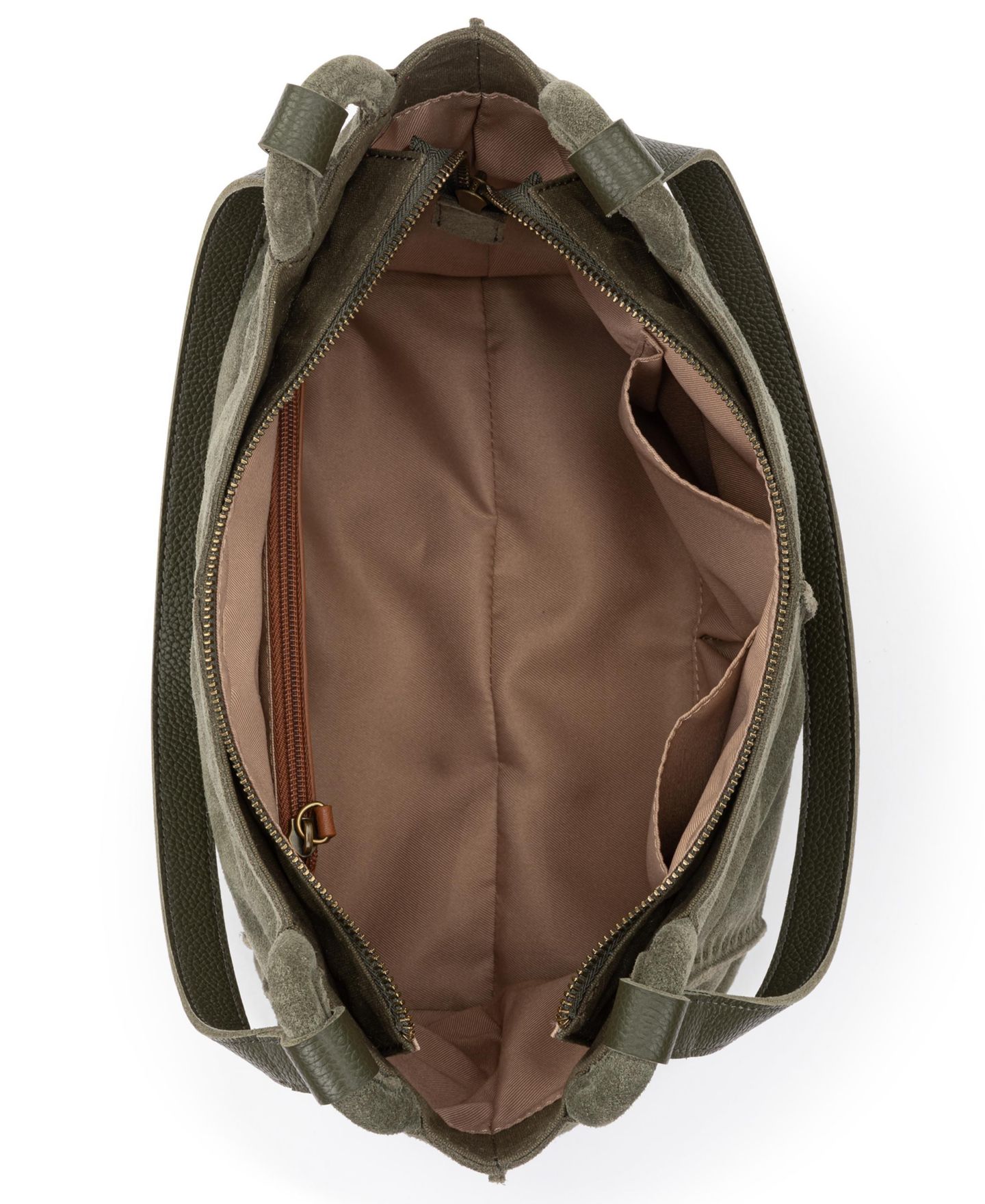 Женская сумка The Sak Los Feliz Leather Zipper Satchel, цвет: Мох замшевый — фото 4