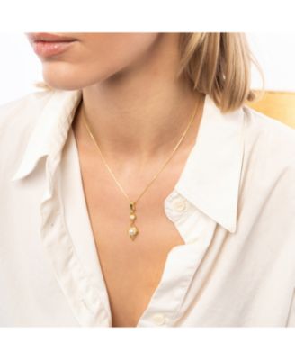 Sterling Rhombus 3D Pearl Necklace