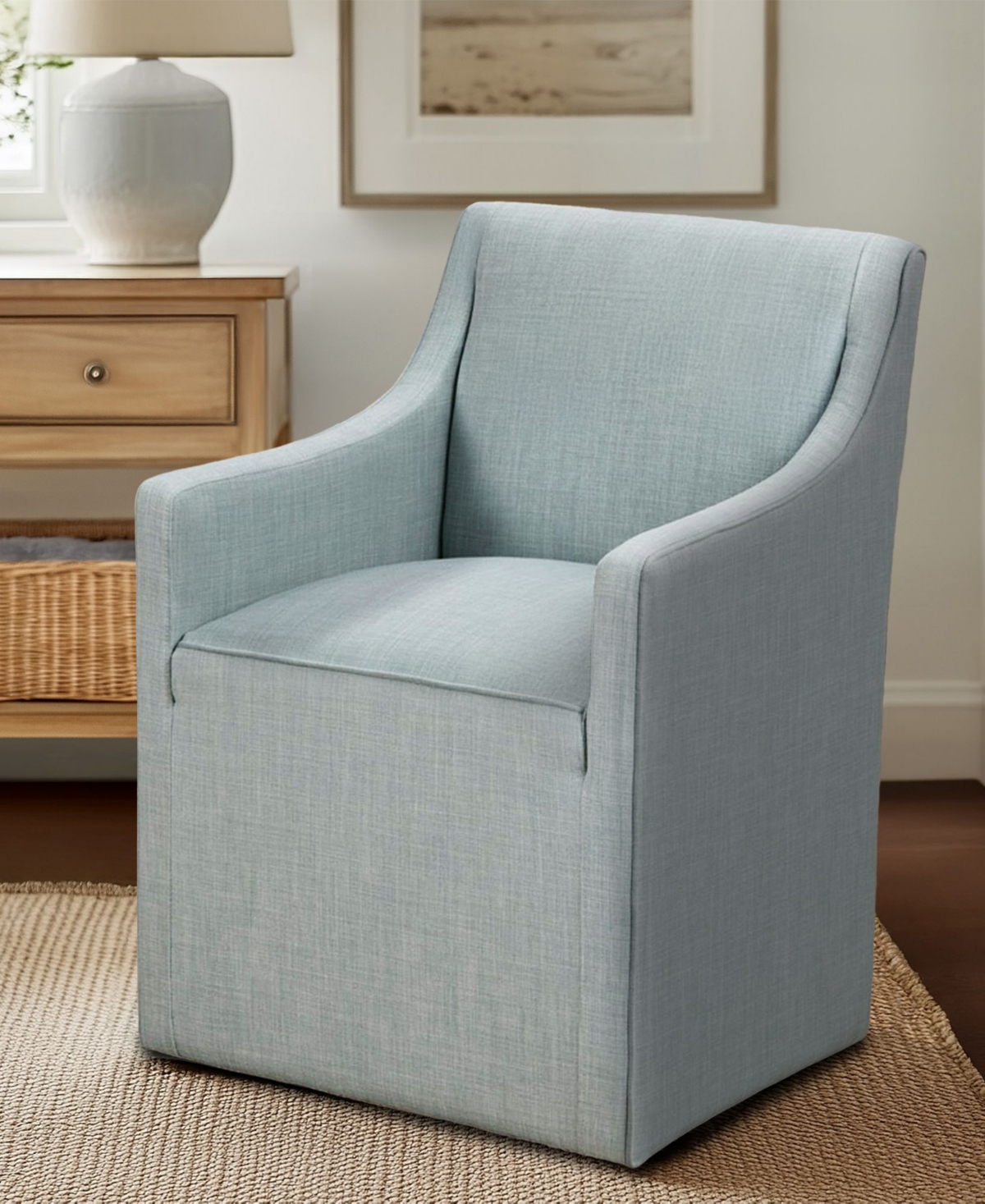 Madison Park Charlotte 24.5"W Skirted Dining Arm Chair with Casters