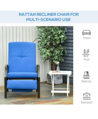 Outdoor Recliner, Reclining Chair w/ Footrest & Cushions,