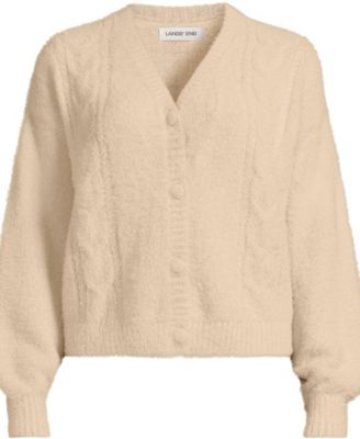 Women's Fuzzy Eyelash Cable Cardigan Sweater