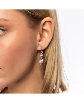 Sterling Silver Rhombus 3D Pearl Earrings