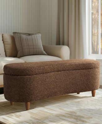 Bailey 48"W Boucl&eacute; Flip Top Storage Bench