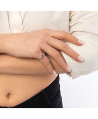 Bended Sterling Silver Double Gemstone Ring