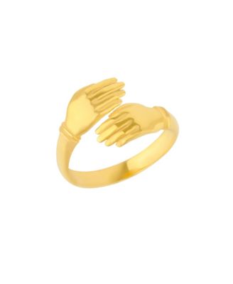 New Hug Ring With Hands Sterling Silver and Gold Plated
