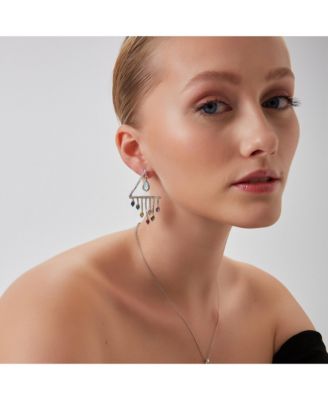 Colourful Rainbow Rain Drop Earrings in Sterling Silver