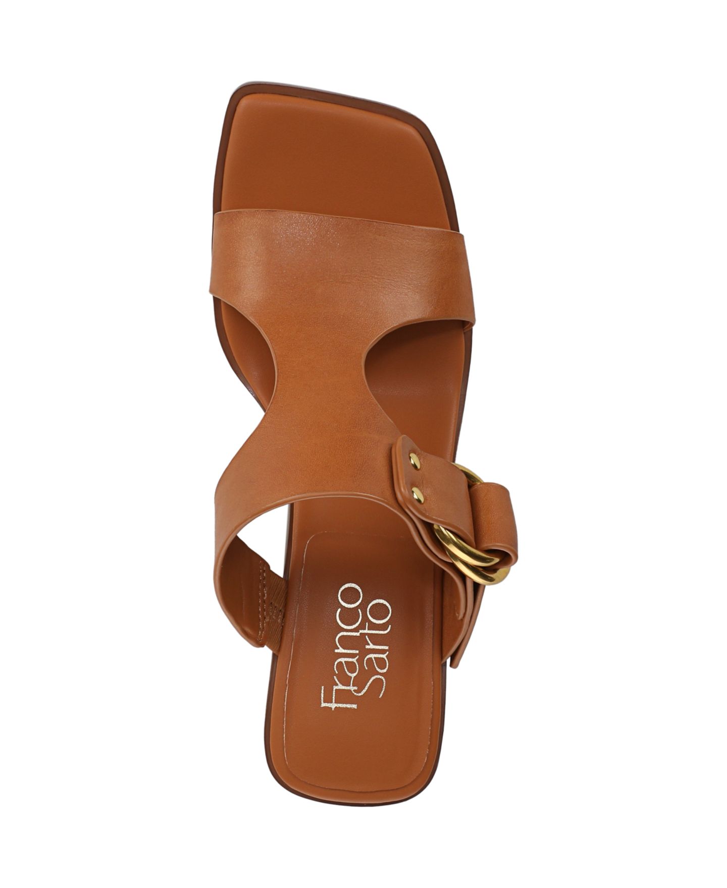 Женские сандалии Franco Sarto Roux Square Toe Slide, цвет: Карамельный коричневый кожаный — фото 4