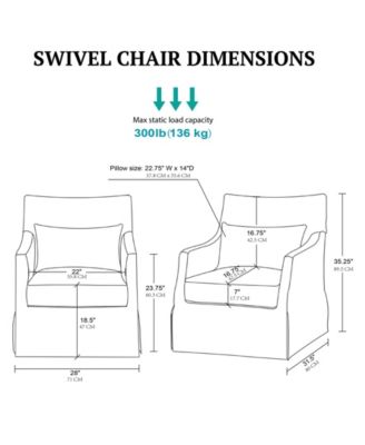 London 28"W Upholstered Skirted Swivel Armchair with Lumbar Pillow