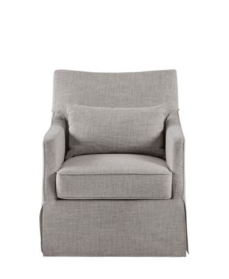 London 28"W Upholstered Skirted Swivel Armchair with Lumbar Pillow
