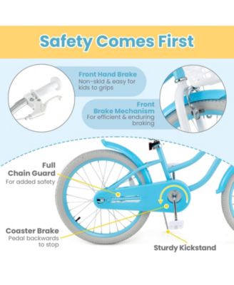 Kids Bike with Basket, Adjustable Seat & Training Wheels