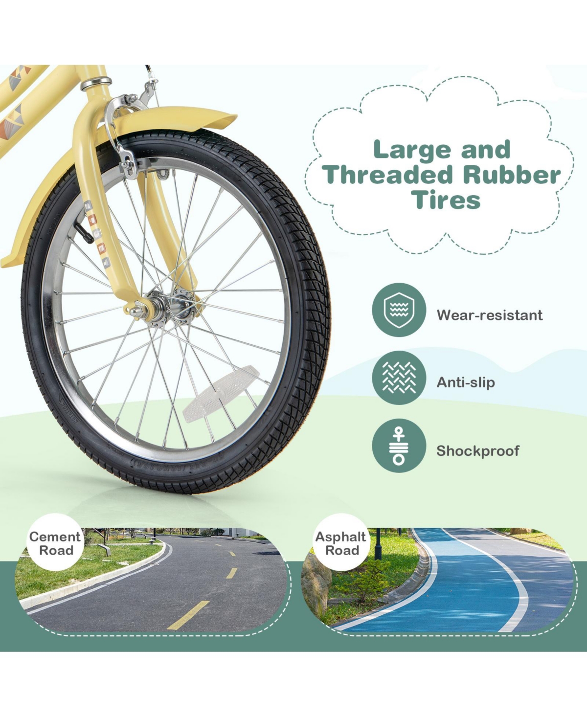 Sugift 18 Inch Kids Bike Adjustable Bicycle with Reflectors and Bell for Children 4-8 Years Olds