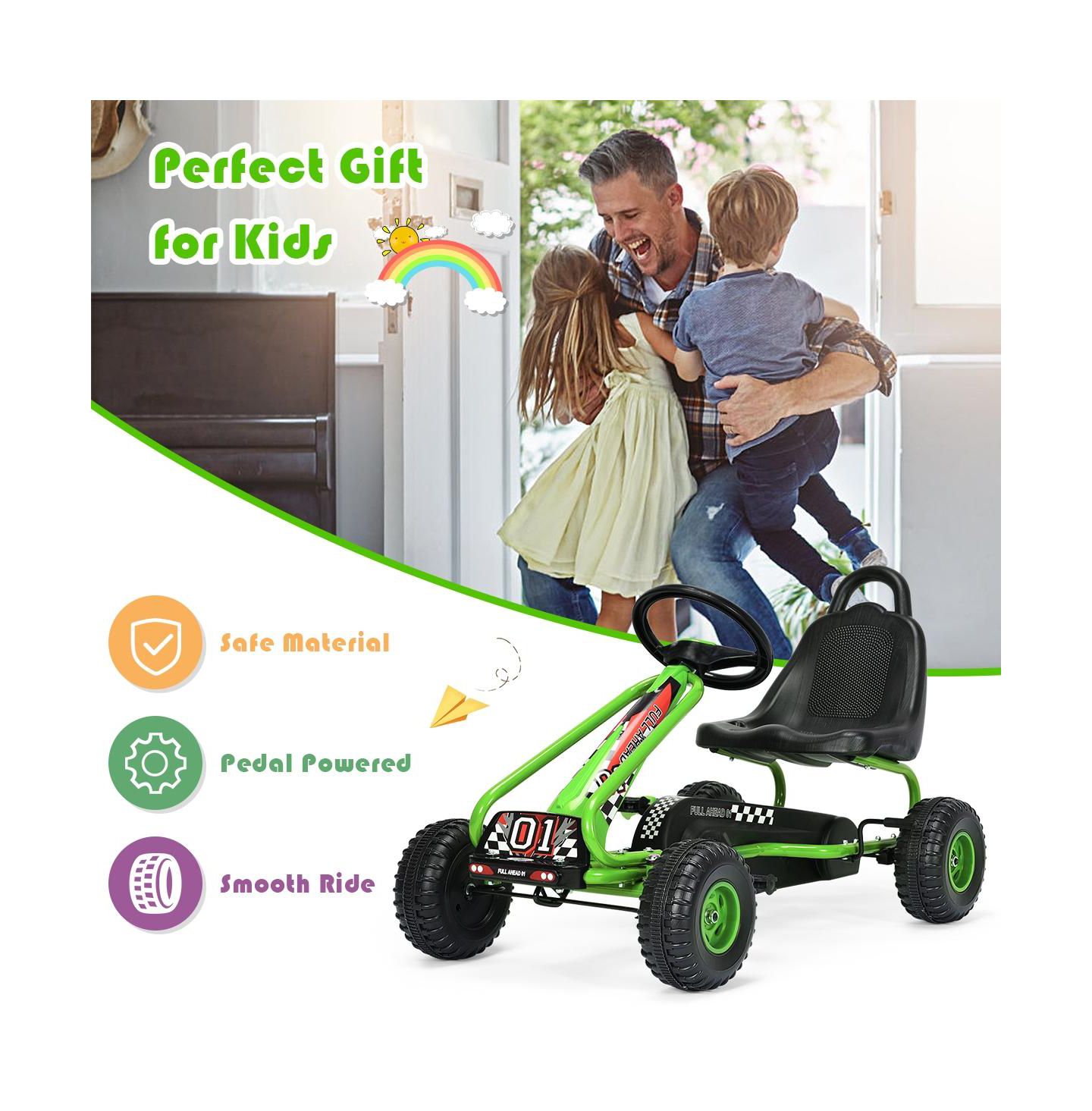 Детская игрушка SUGIFT Pedal-Powered Ride-On Car with Adjustable Seat, 66-lb. Capacity, Ages 3-6, цвет: Зелёный — фото 11