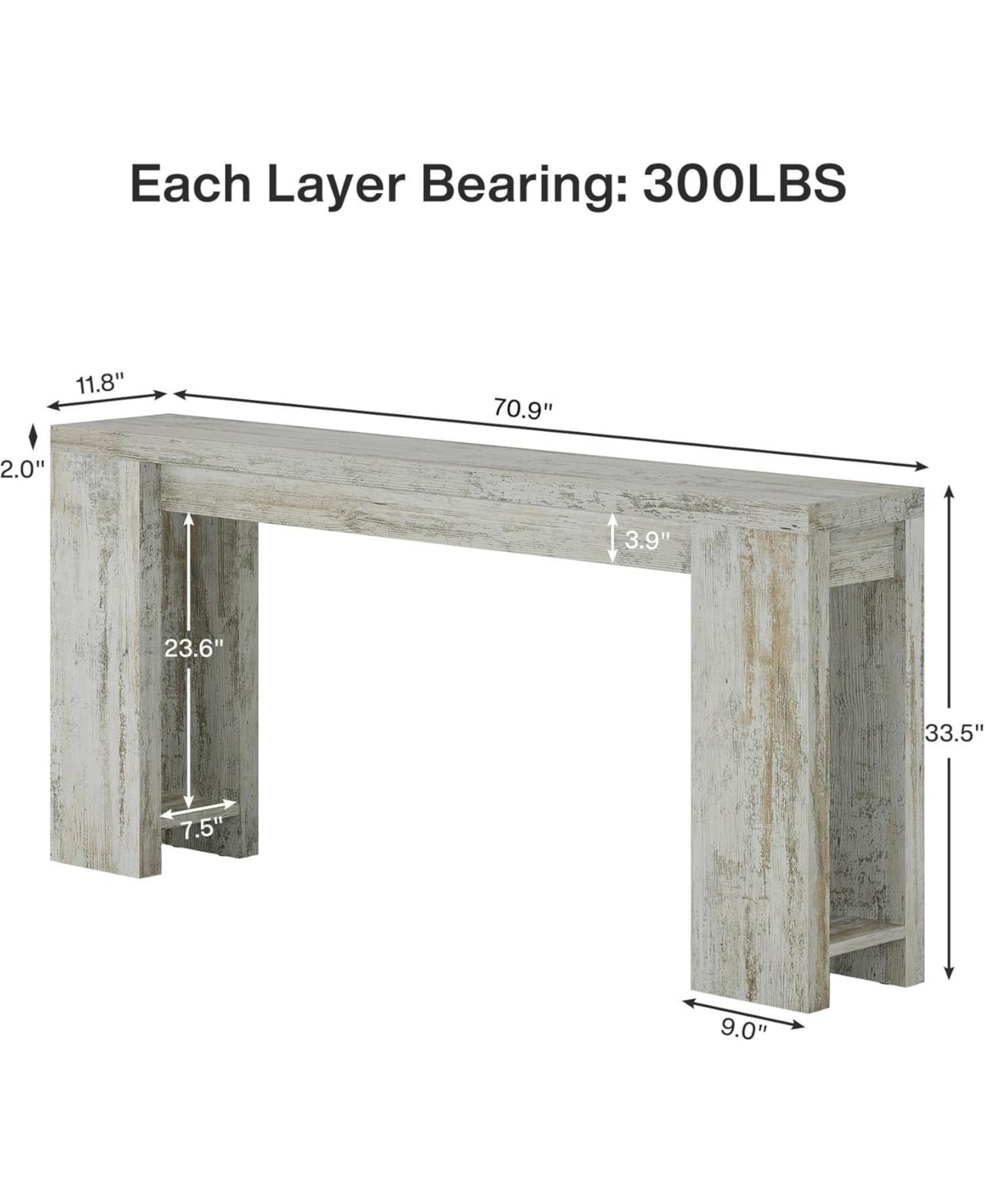 Tribesigns 70.9-Inch Extra Long Console Table, Farmhouse Wood Sofa Table Behind Couch, Narrow Entryway Accent Table