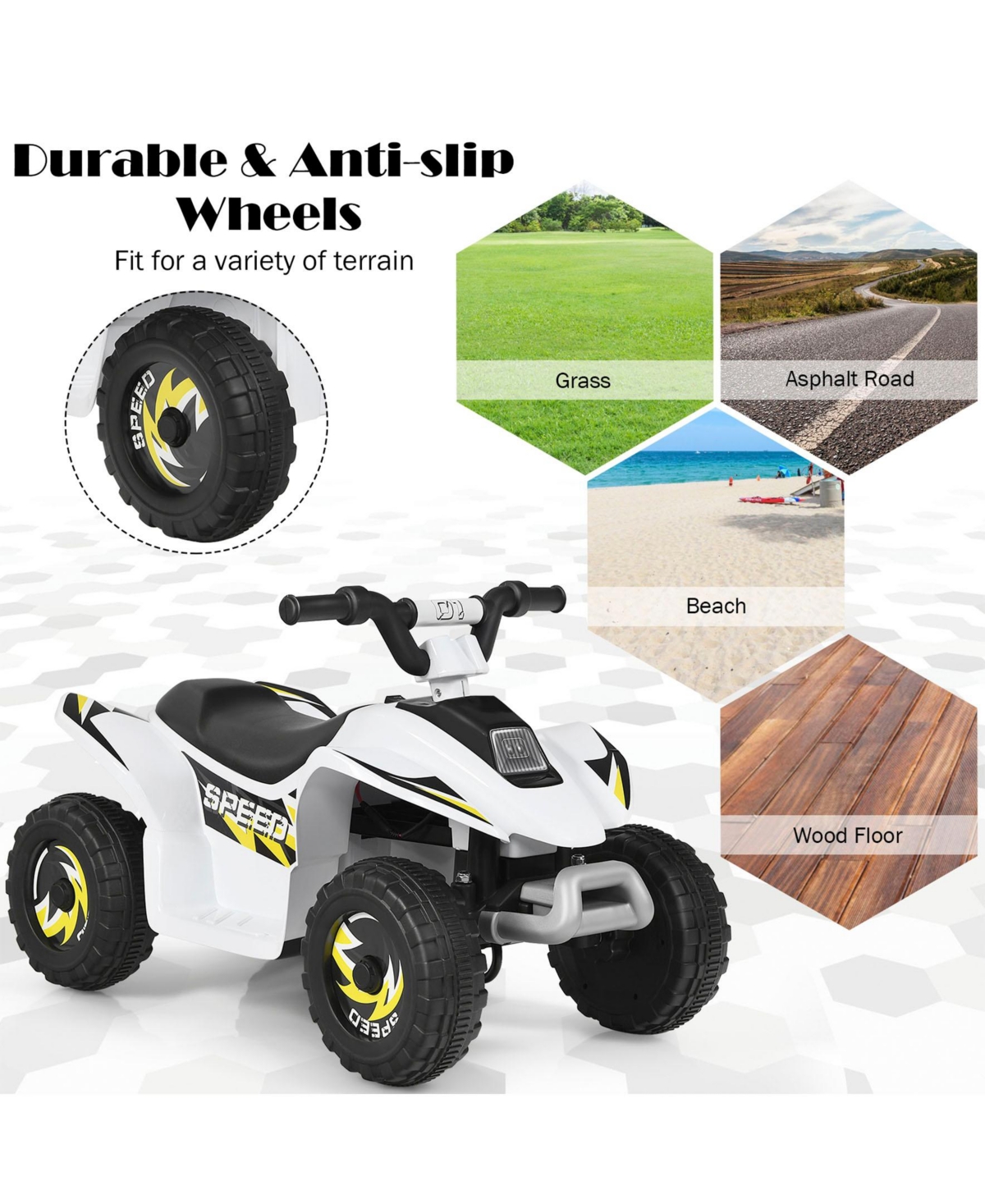 Sugift 6V Kids Electric Atv 4 Wheels Ride-On Toy-White