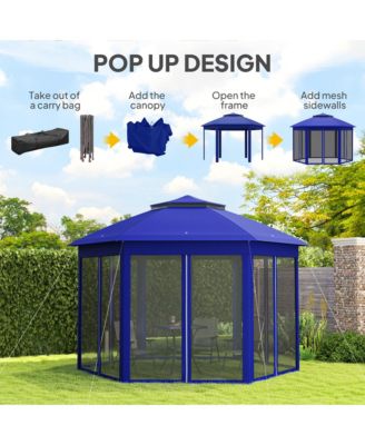 13' x 13' Pop Up Gazebo with 6 Zippe Mesh Netting,