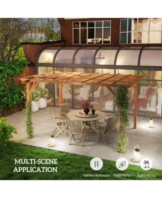 10' x 13' Outdoor Pergola, Wood Gazebo Grape Trellis,